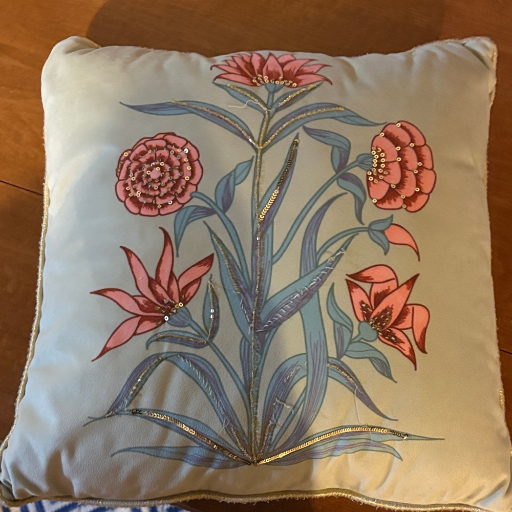 Floral Embroidered pillow sham